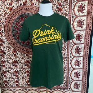 ‘Drink Wisconsinbly’ Green & Gold Graphic TShirt